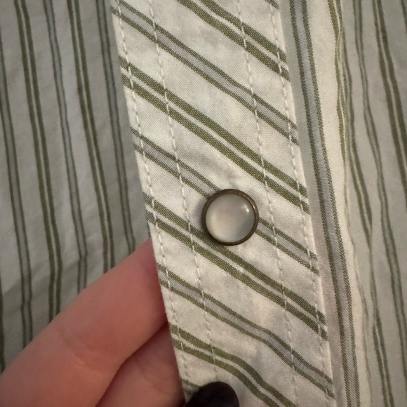 Tecovas Green and White Striped Long Sleeve Button Down Shirt - Picture 3 of 5